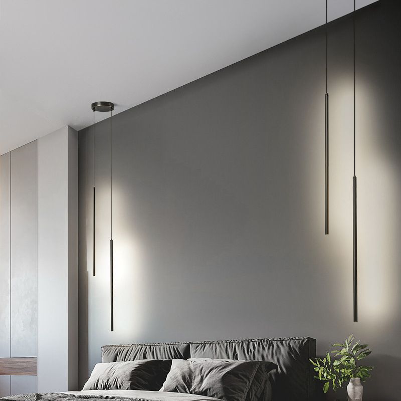 Linear Shape Hanging Lighting Modern Style Metal 2 Light Hanging Lamp for Living Room