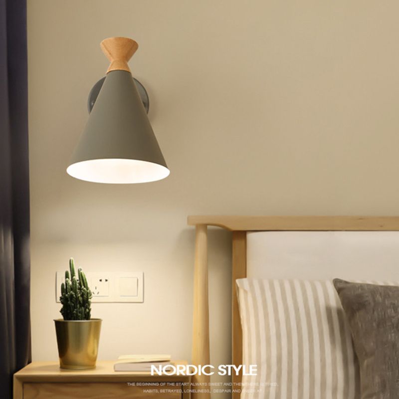 Nordic Style Iron Wall Mount Light Cone Shape Colorful Wall Lamp for Living Room