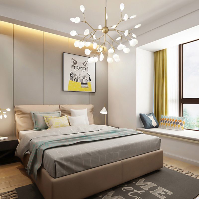 Lampada sospesa in metallo moderno Fireflies Style Lampada in oro per salotto