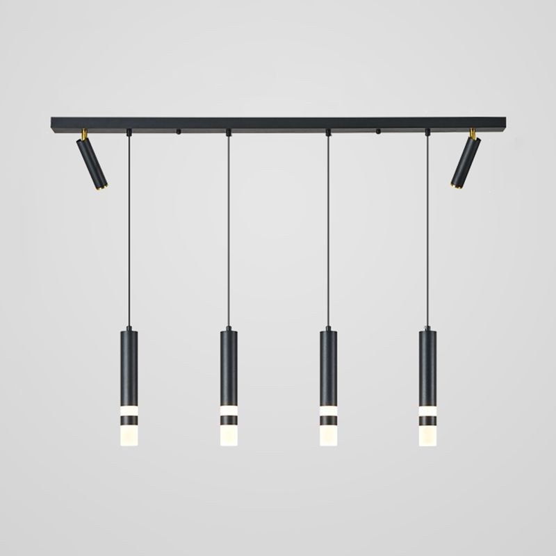 Luce a ciondolo a LED LED LINEAR BLACE Luce a soffitto in ferro battuto in stile moderno con ombra acrilica