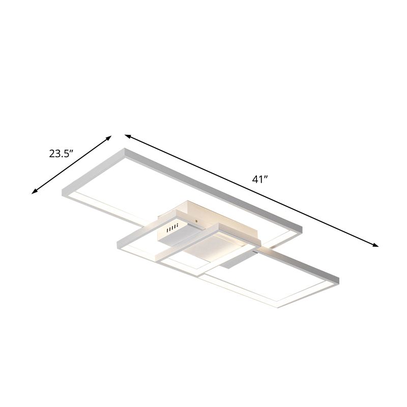 33.5"/41" Wide Traverse Flush Ceiling Light Contemporary Acrylic LED Black/White Flushmount Lighting in Warm/White/Natural Light