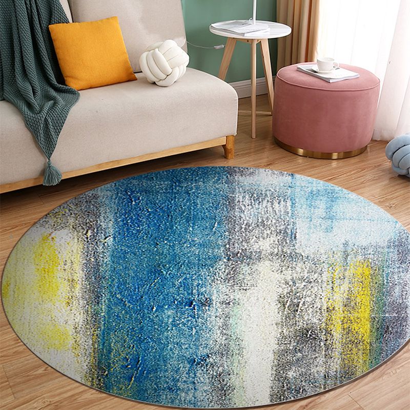 Orange Modern Rug Polyester Abstract Print Rug Washable Rug for Living Room