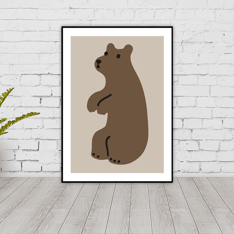 Wildtier-Wandkunst-Dekor-Cartoon-Leinwandgemälde in sanften Farben für das Wohnzimmer