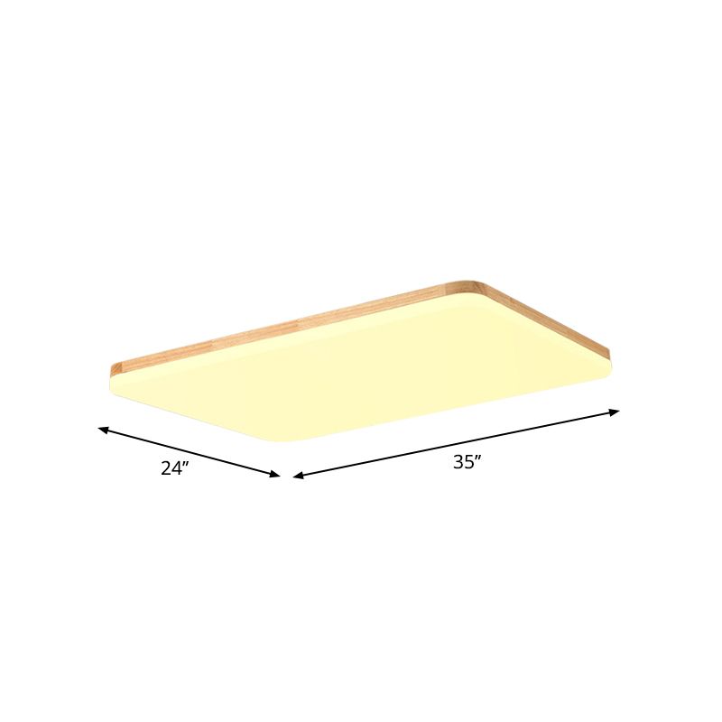 Thinnest Square/Rectangle Ceiling Light Simple Acrylic Living Room LED Flush Mounted Lamp in Beige, 13"/25"/37.5" Wide
