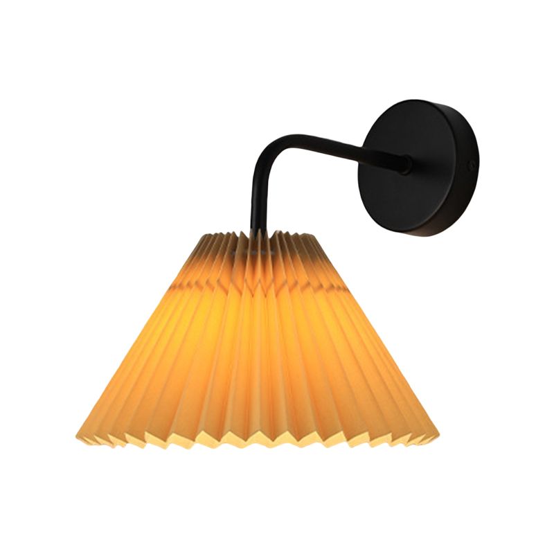 Metal Modern Wall Sconce Cone Shape Wall Light with Fabric Shade for Bedroom