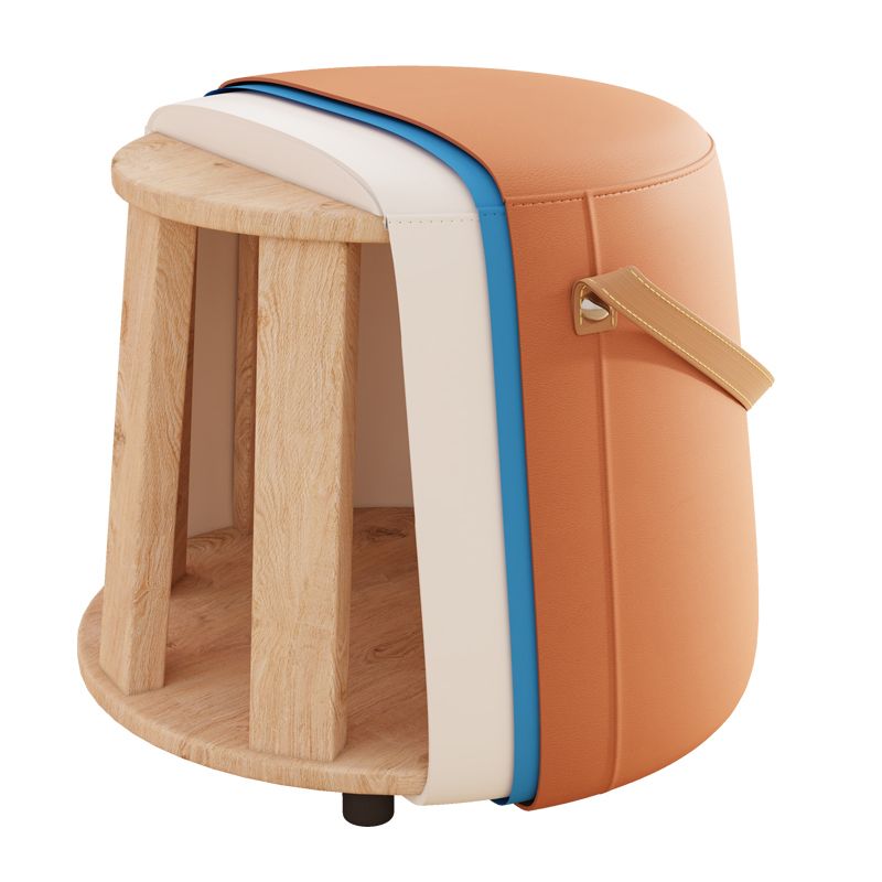 Orange Contemporary Pouf Water Resistant Pouf for Home Decoration