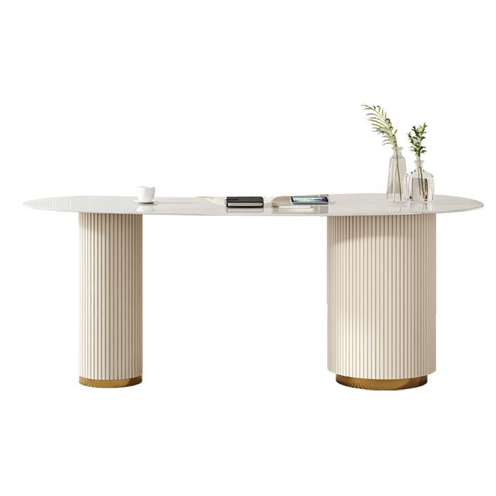 29.5-inch Writing Desk Rectangular White Office Desk with 3-drawer