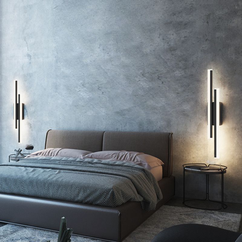 2-Lights Linear Wall Sconce Nordic Minimalist Style Aluminum Sconce Wall Light
