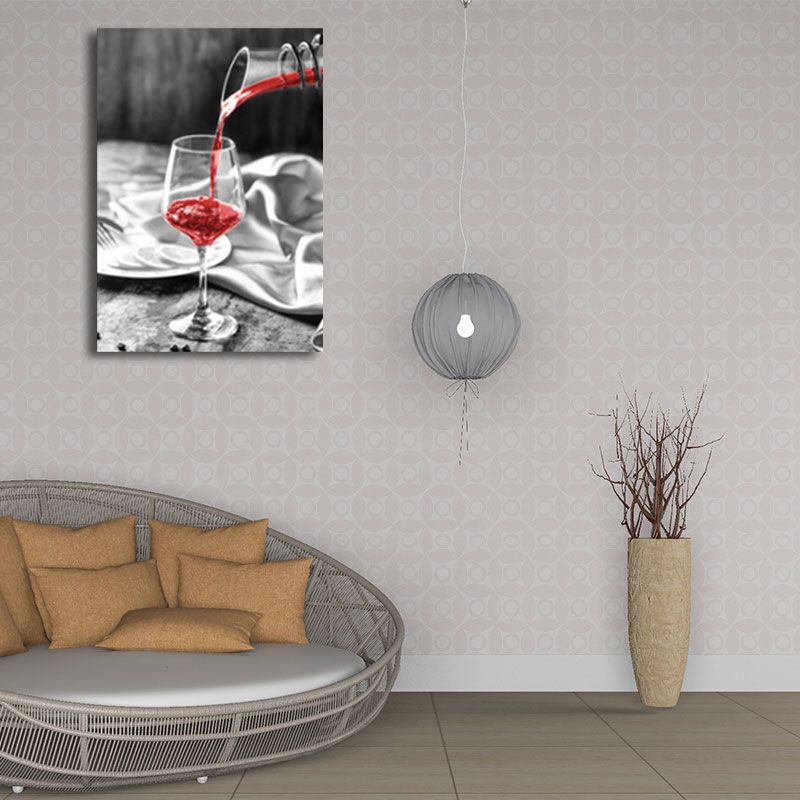 Red Modernist Canvas Art Luxury Wine and Glass Paintings for Restaurant, Multiple Size Options