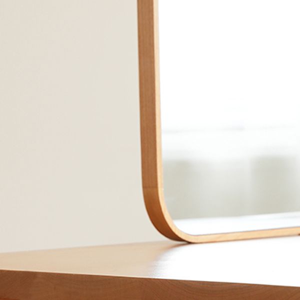 Natural Solid Wood Standing Mirror 1 Drawer Makeup Vanity Desk Table