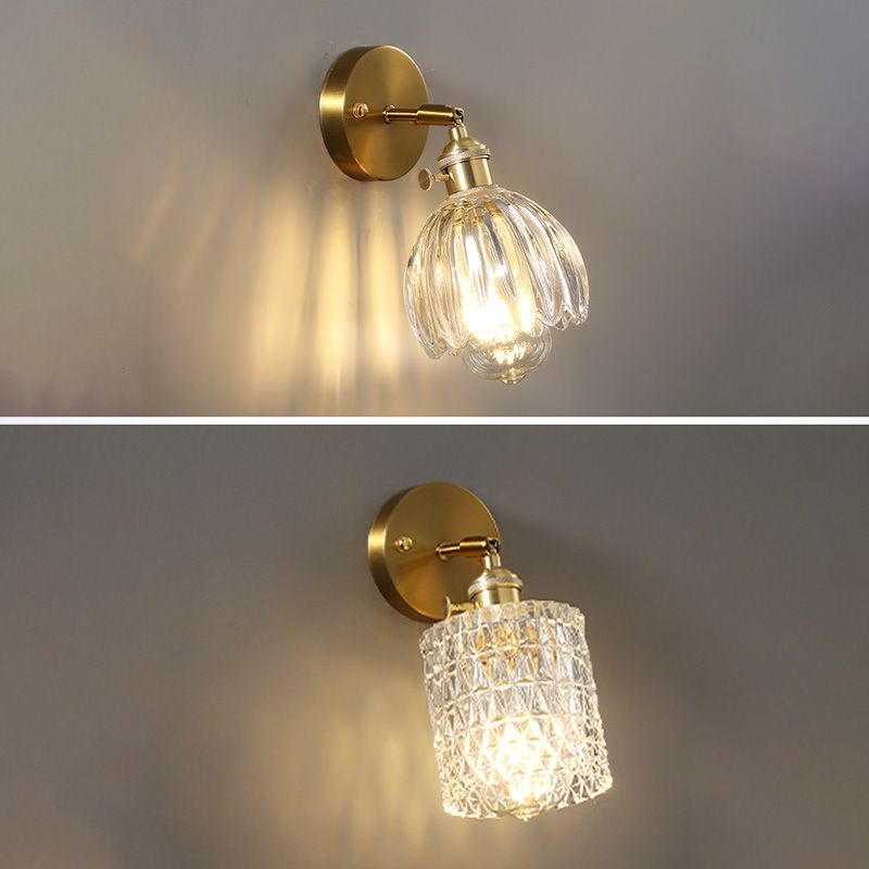 Minimalismo moderno Pronzo della parete della casa con ombra di vetro per camera da letto per bambini