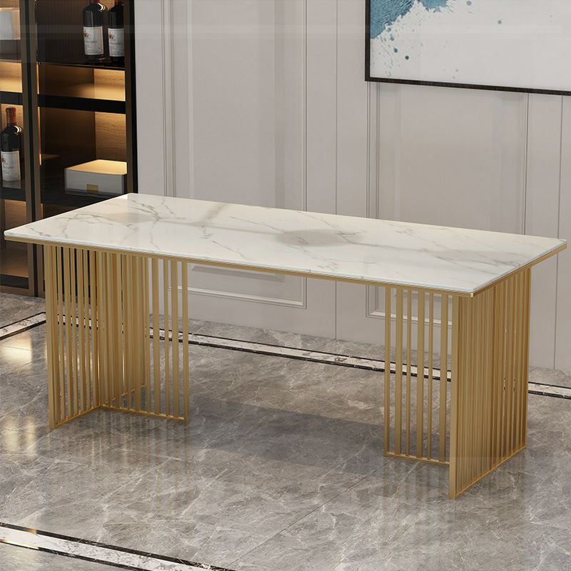 Luxury 1/5 Pieces Rectangle Dining Set Sintered Stone Dining Table with Leather Chairs