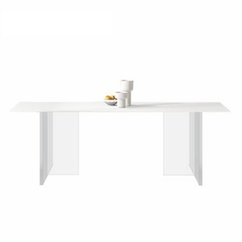 Medieval Modern Rectangle Dining Table Sintered Stone Table with Acrylic Legs for Home Use