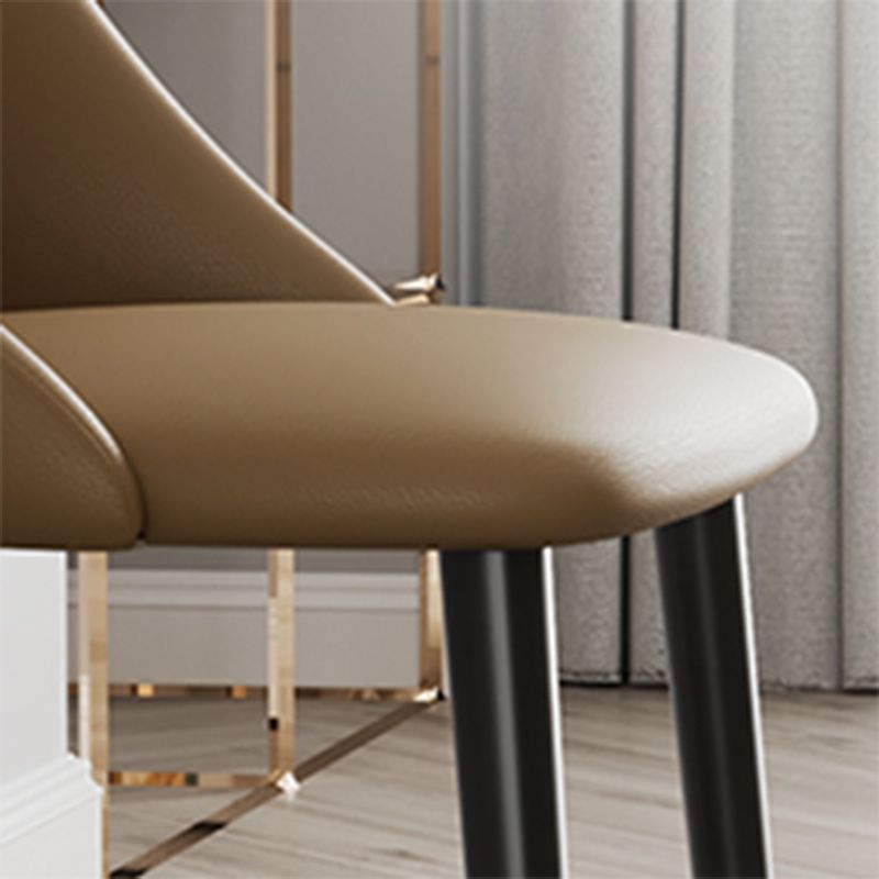 Luxurious Upholstered Armless Chair Leather Chair with Metal Base for Dining Room