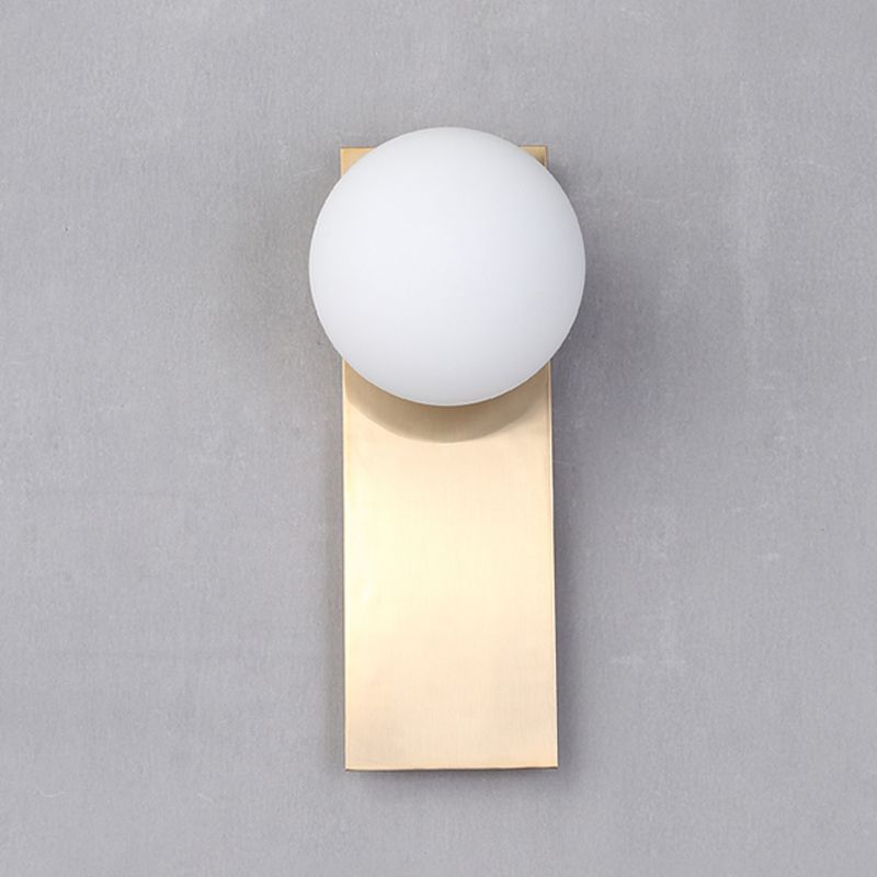 White Modern Metal Wall Sconce Ball Shape Wall Light with Glass Shade for Bedroom