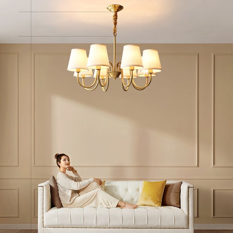 Traditional Creative Sputnik Hanging Lamp Copper Indoor Pendant Light with Fabrics Shade