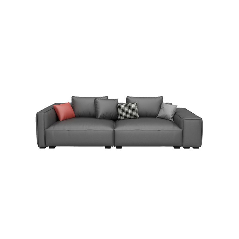 Dark Gray Faux Leather Square Arm Sofa/Sectionals with water proof for Living Room
