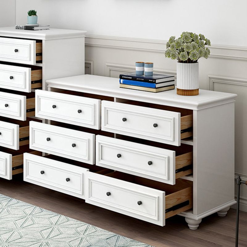 Modern Wood White Storage Chest with Soft-Close Drawers for Home