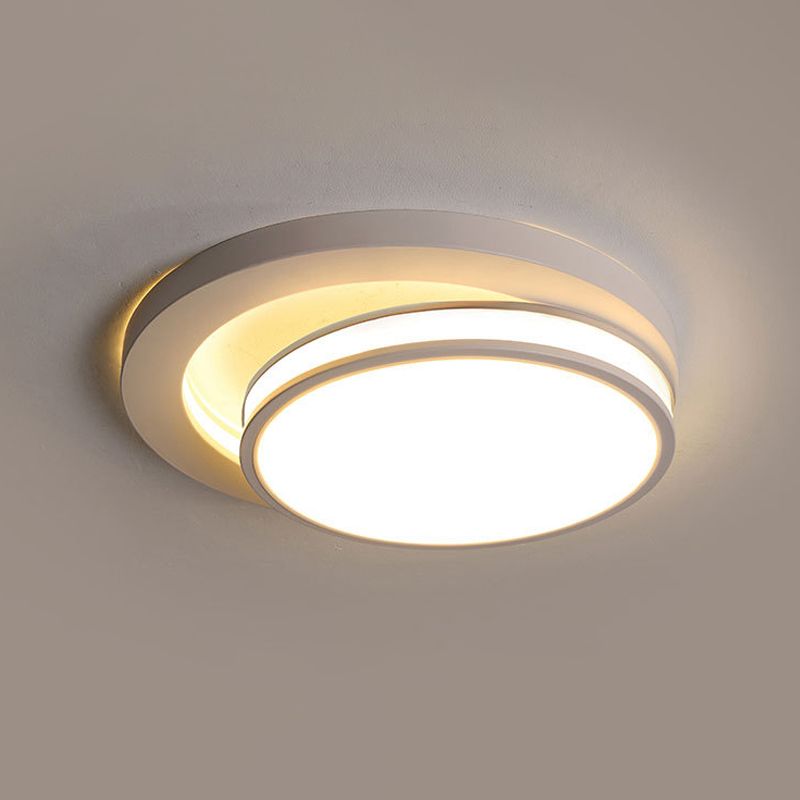 18"/21.5" Wide Metal Round Flush Mount Modernism Black/White LED Ceiling Lamp in Warm/3 Color Light