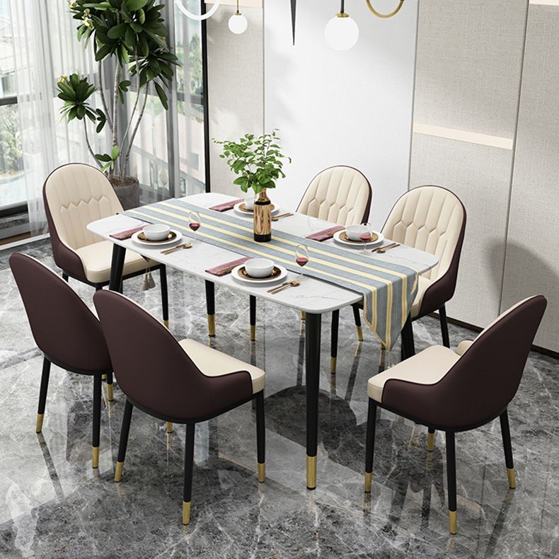 Chaise de bras de salle à manger moderne en cuir chaises arrière solides avec des jambes en métal
