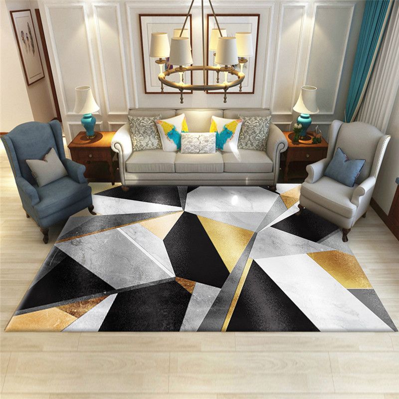 Modern Geometric Indoor Rug Leisure Patchwork Area Rug Polyester Carpet for Living Room