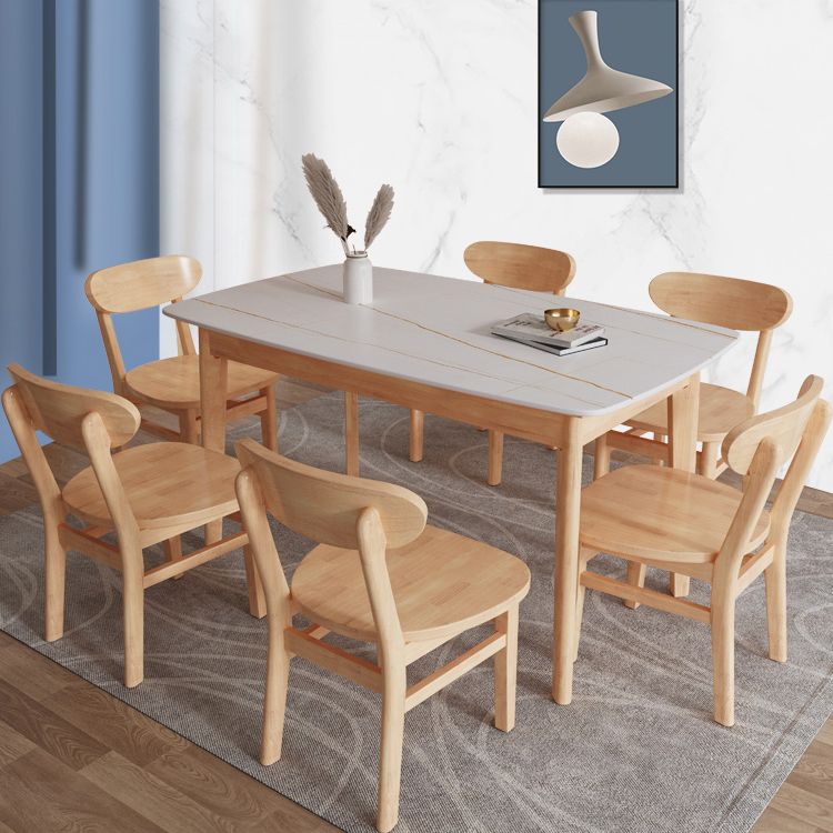 Minimalist Rectangle Shape Kitchen Dining Table Sintered Stone Top Dining Table with 4 Legs Base