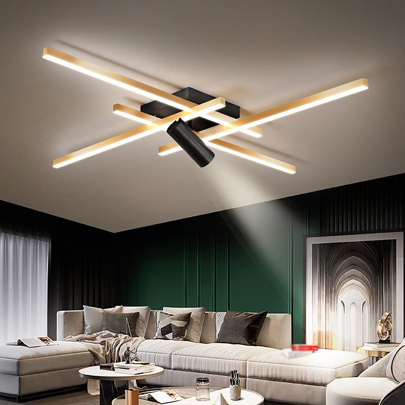 Modern Gold Semi Flush Ceiling Spotlight LED Track Light Fixture for Dinning Room