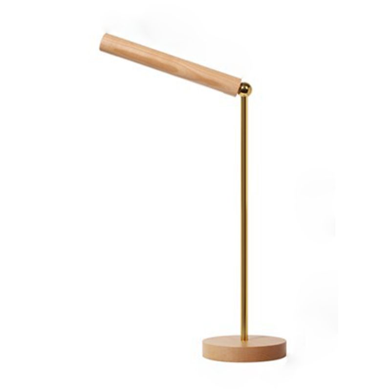 1 Light Linear Table Light Contemporary Wood Night Table Lamps for Study Room in Brown