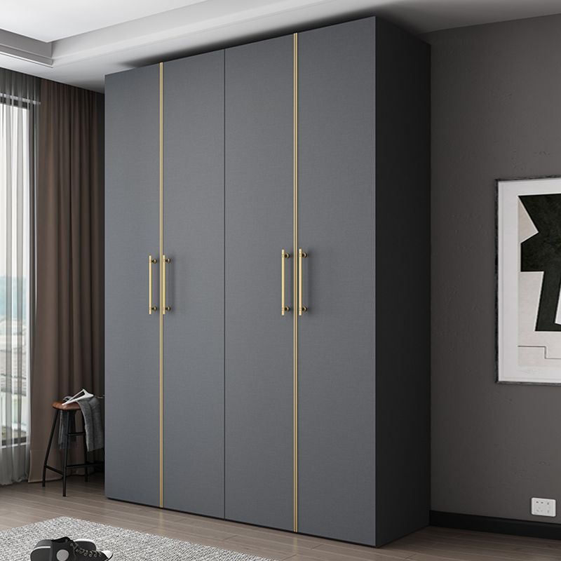 Modern Wardrobe Closet Grey Engineered Wood Wardrobe Cabinet