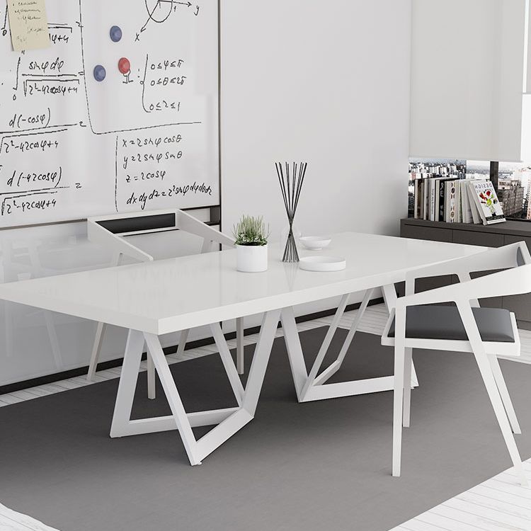 Metal and Wood Table Mid-Century Modern Style Family Rectangular Dining Table