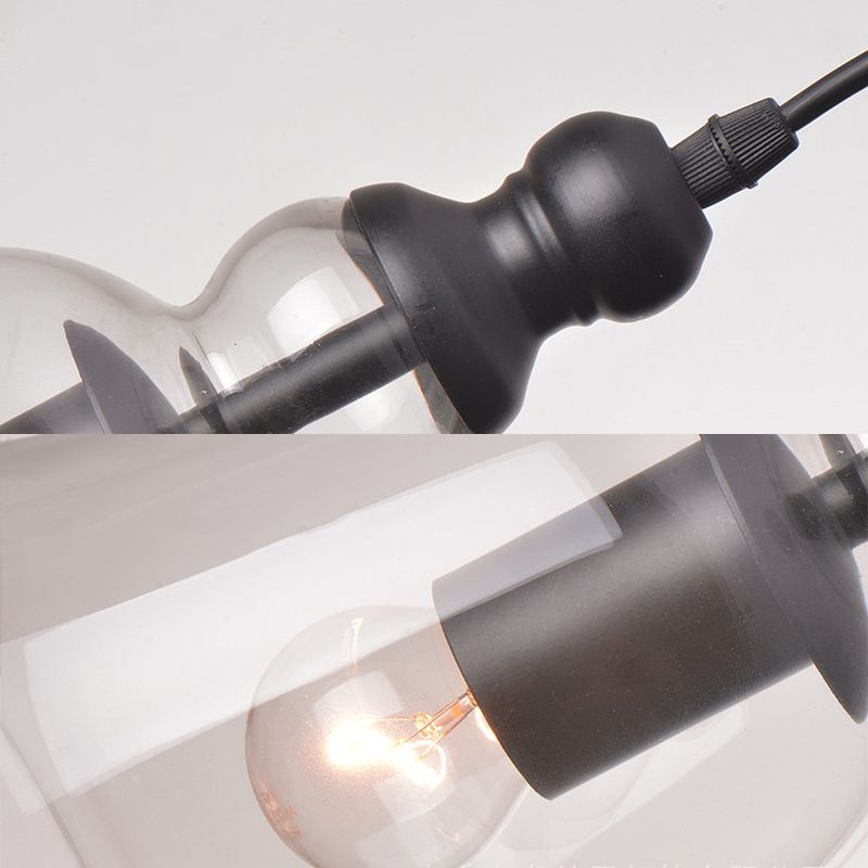 Zwarte bar hanglamp in industriële vintage stijl smeedijzeren koepel hangend licht met glazen schaduw