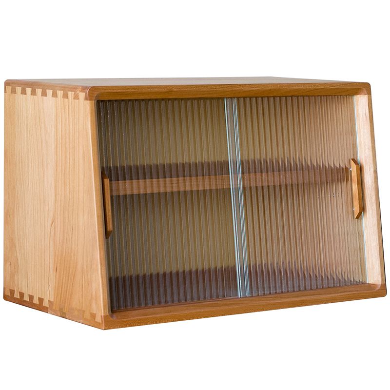 Contemporary Style Solid Wood Storage Sideboard Cabinet with Glass Doors