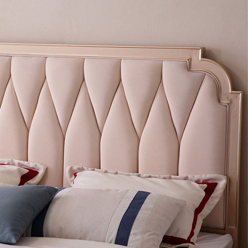 Traditional Solid Color Standard Bed Rubberwood Scooped Bed Frame