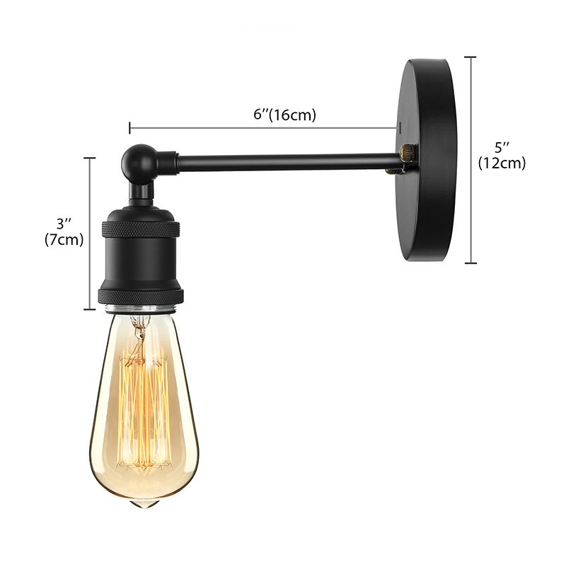 Finition noire / laiton 1 lampe à tête lampe industrielle en métal mini éclairage d'applications avec une ampoule nue pour la chambre