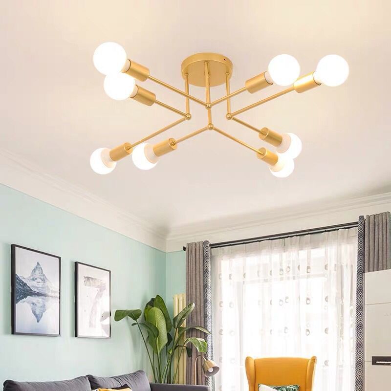 Industrie Retro Radial Semi Flush Mount Schmiedeeisendecke für Wohnzimmer