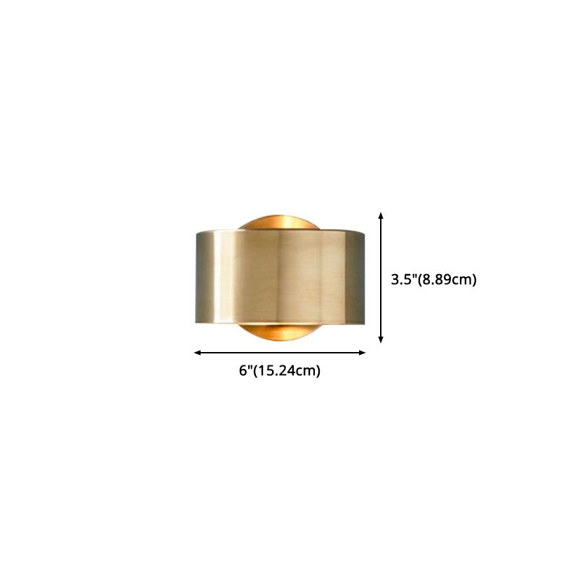 Cylinder Shade Mini Sconce Light Post-Modern 1 Light Metal Wall Light in Brass