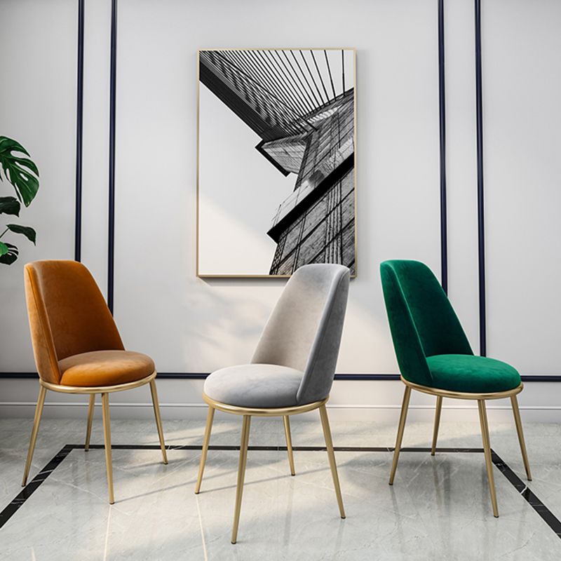 Armless Dining Chairs Glam Style Velvet Side Chairs for Dining Room