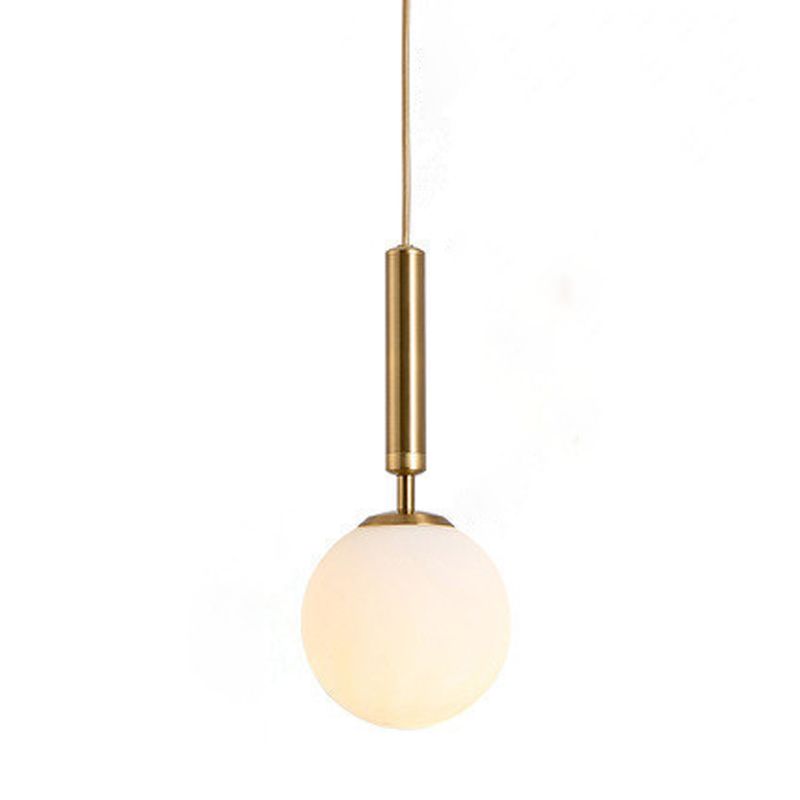 Modern Single Hanging Lamp Lacquered Globe Pendant Light with White Glass Shade