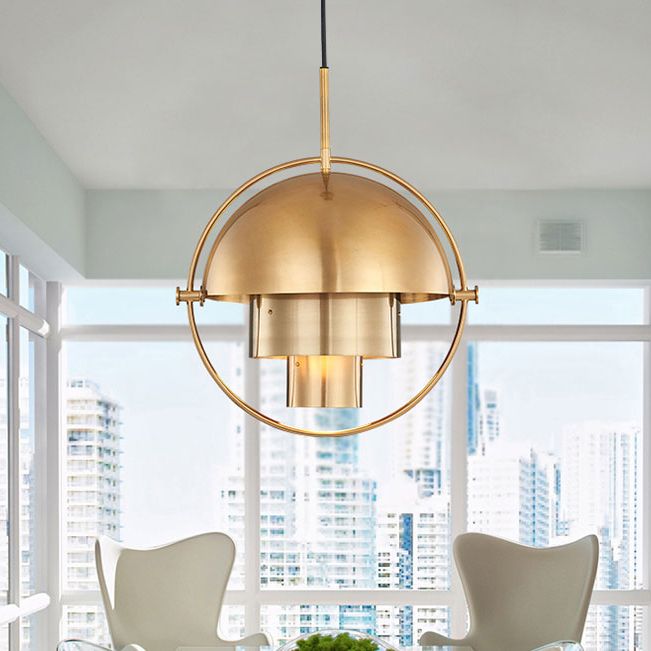 Lampada a sospensione a strati artistici moderni Lampada a sospensione in ferro elettroplate per sala da pranzo