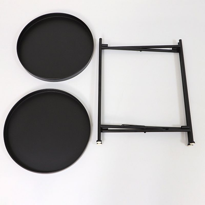 4 Legs Corner Table Round Tray Top Side End Table for Living Room