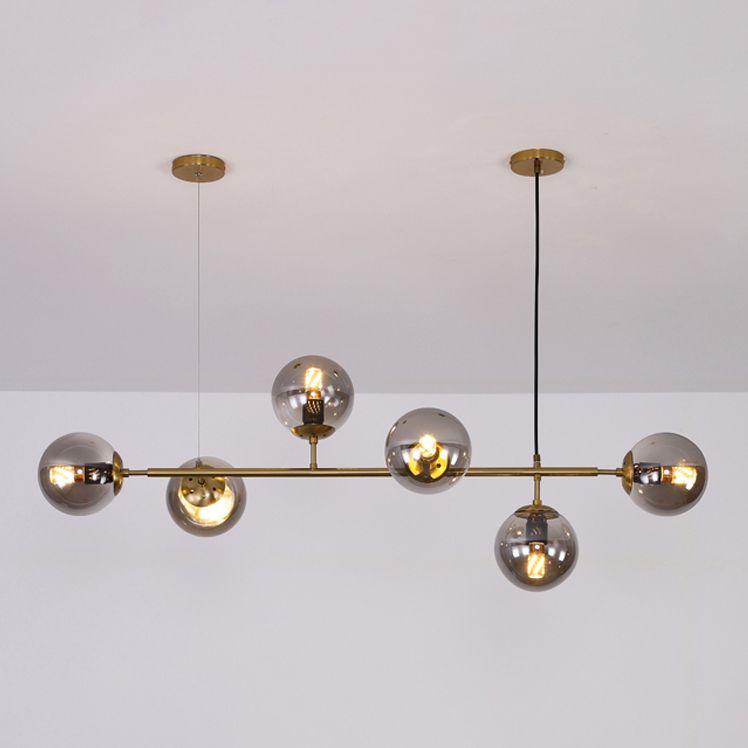 Nordic Style Hanging Lamp Strip Shape Island Light Fixture with Glass Shade for Bedroom