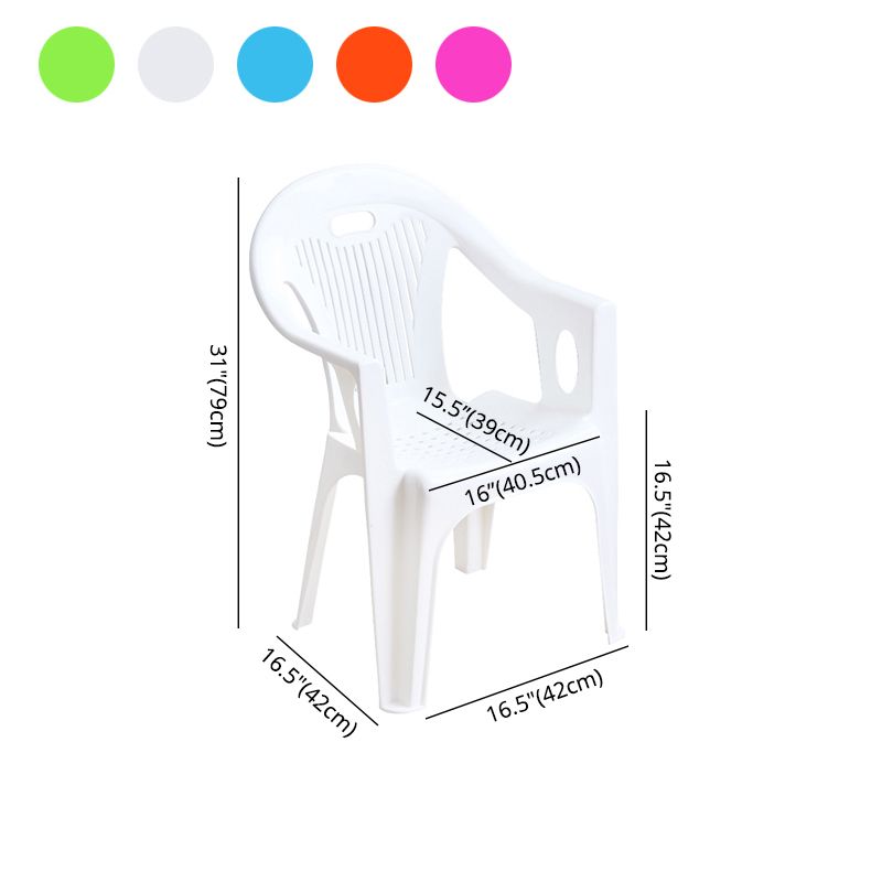 Contemporary Style Slat Back Stacking Side Chair Plastic Dining Arm Chairs