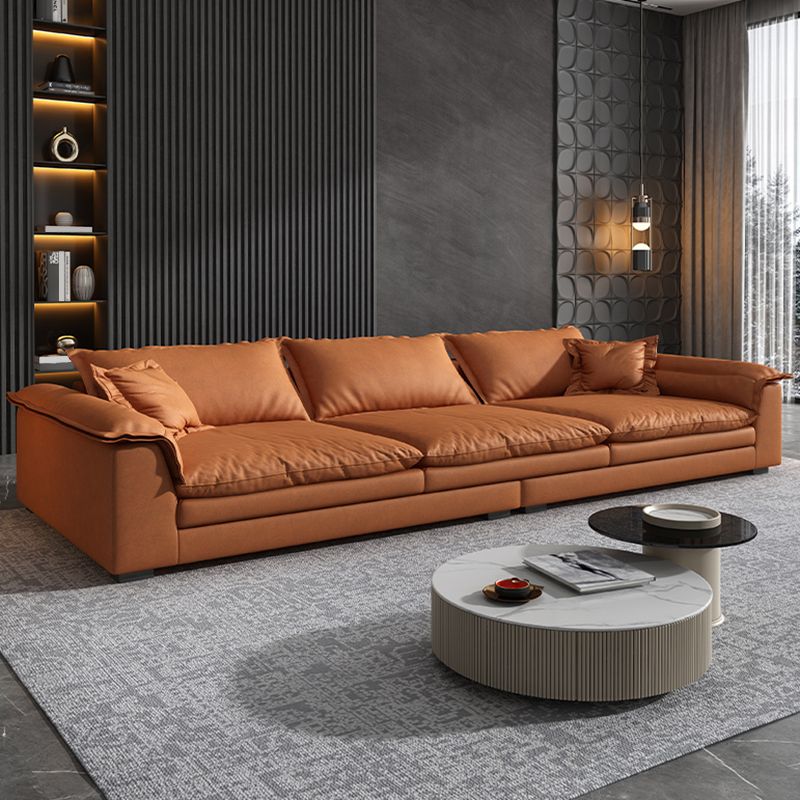 Modern Living Room Flared Arm Sofa with 3 Pillows Standard Seating