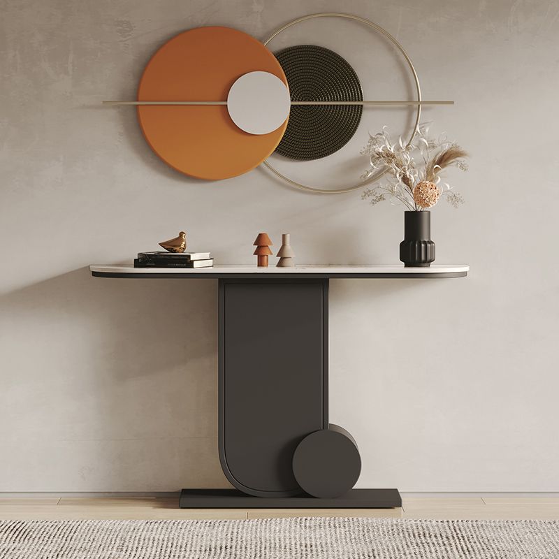 33.46" Tall Hall Accent Table Modern Stone Console Table with 1 Shelf