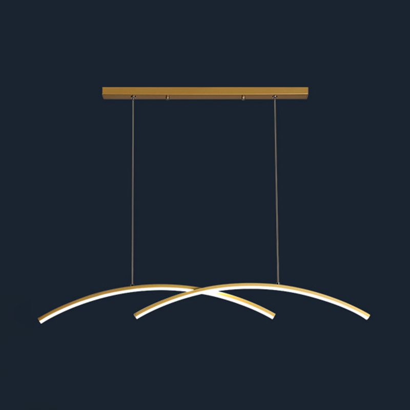 Idées d'éclairage d'île linéaire de style moderne en métal 2 pendentifs îlots légers en or