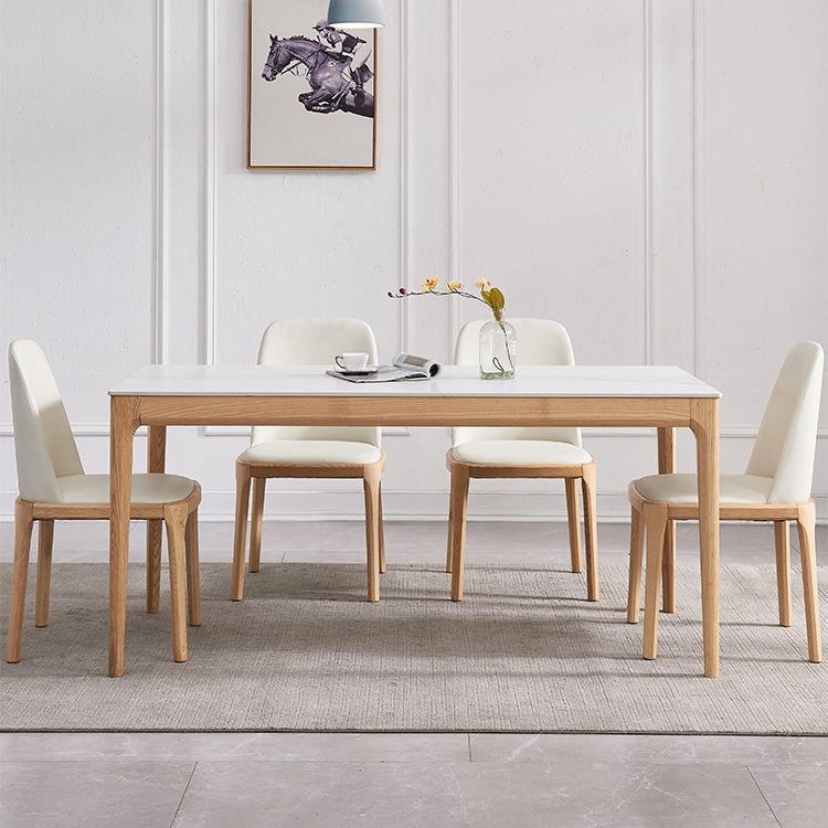 Dining Room Set Minimalist with Solid Wood Table and Upholstered Chairs