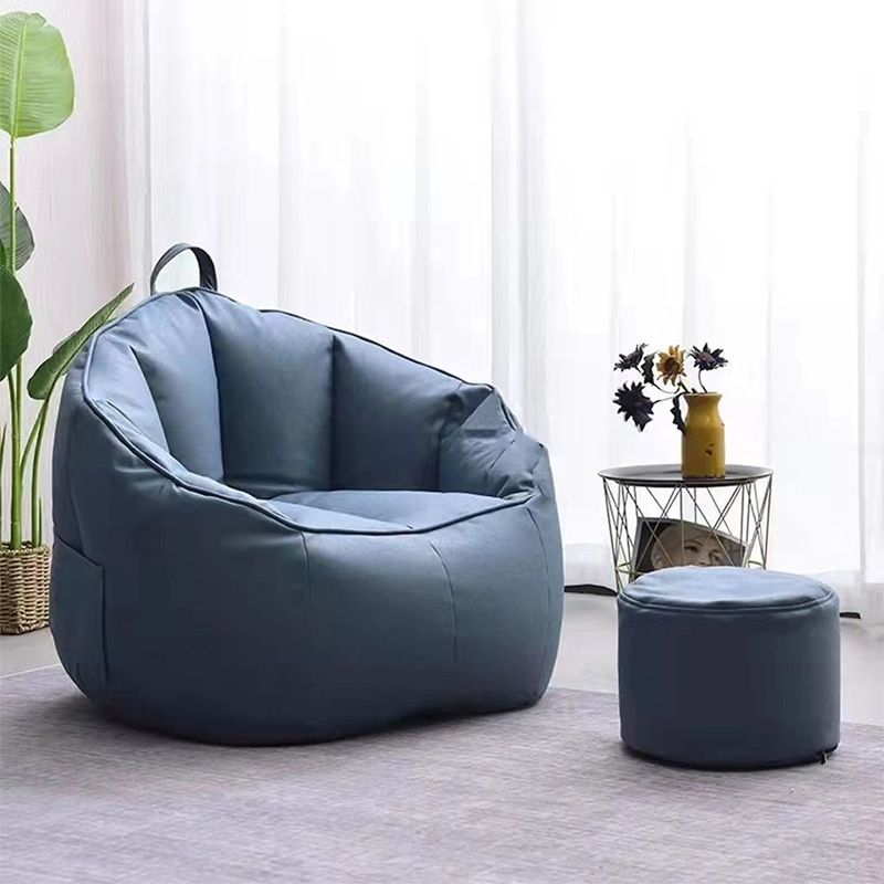 Modern Sewn Pillow Back Chair Faux Leather Sloped Arms Chair