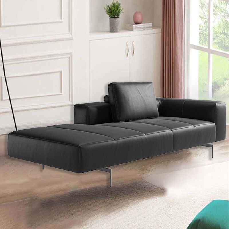 Glam Upholstered Leather Chaise Lounge Couch Metal Chaise Lounge Chair