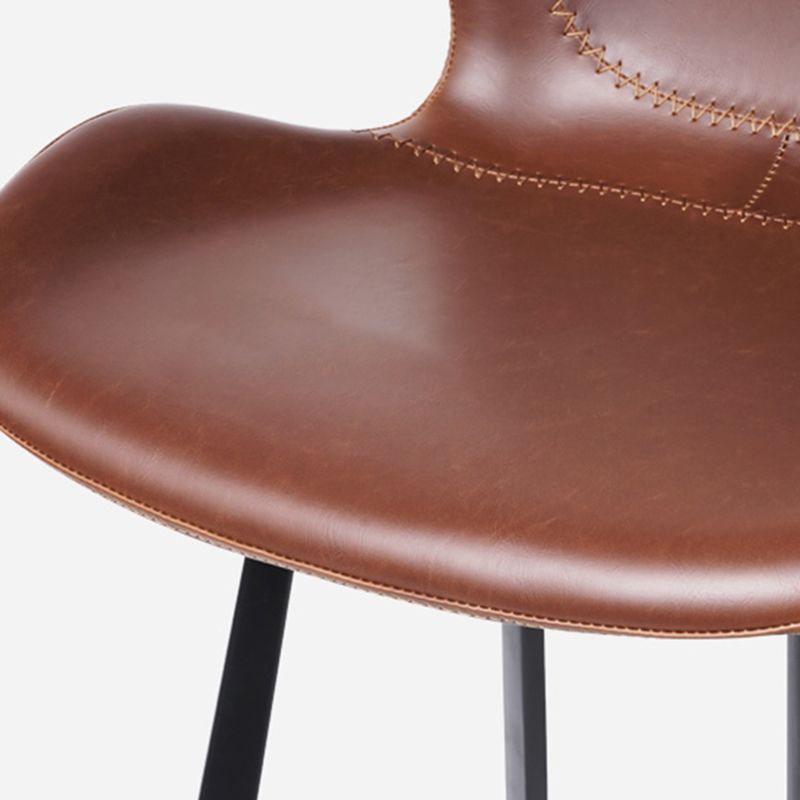 Faux Leather Dining Stool Upholstered Bar Stool with Metal Base