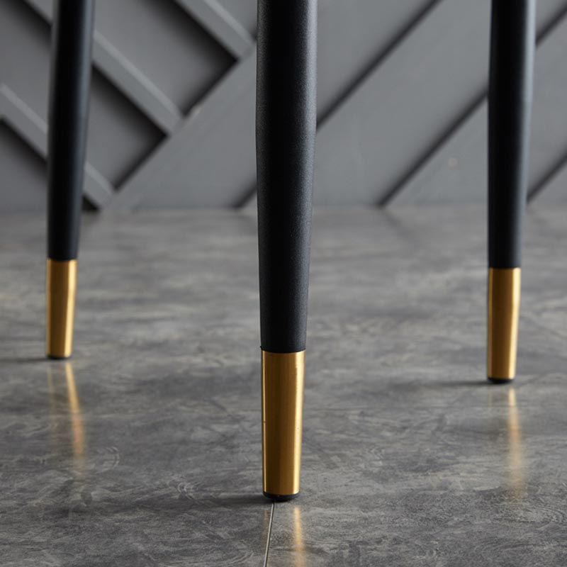 Glam Leather Dining Chair Open Back Dining Side Furniture with Iron Legs in Matte Finish